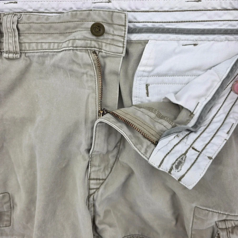 Polo Ralph Lauren Mens Khaki Tan Cotton Twill Cargo Shorts Size 36 Relaxed Fit
